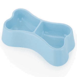 Pets Club Bone Shape Plastic Double Bowl 24.5*13*3.5Cm-Blue