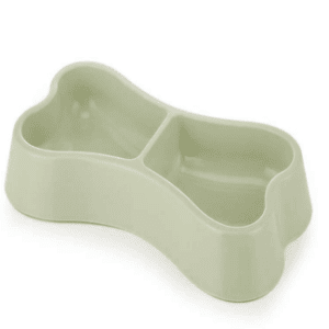 Pets Club Bone Shape Plastic Double Bowl 24.5*13*3.5Cm-Green