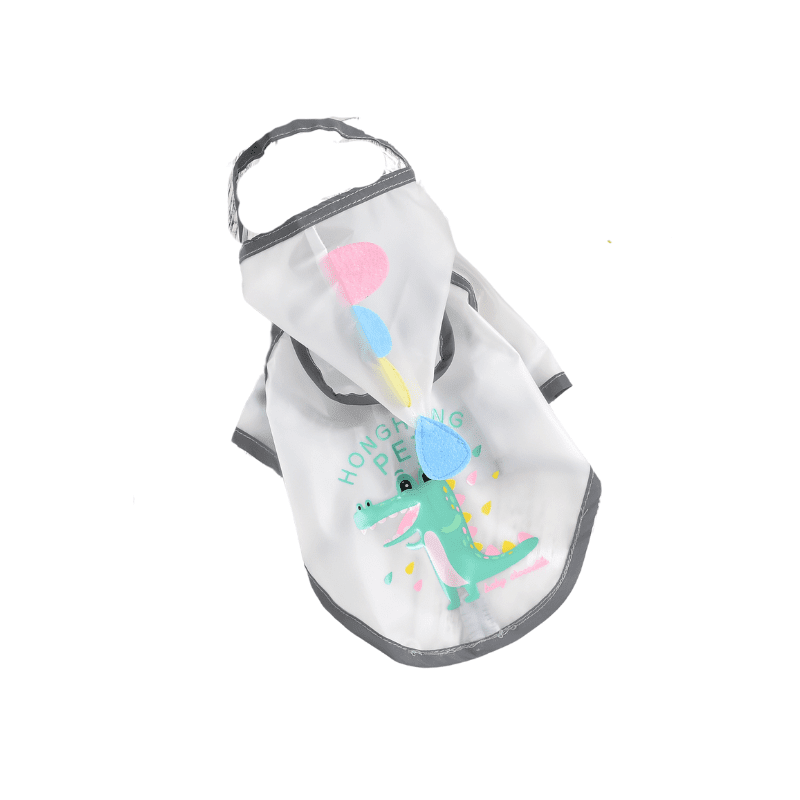 Hong Pet Crocodile Printed Transparent Raincoat  - White