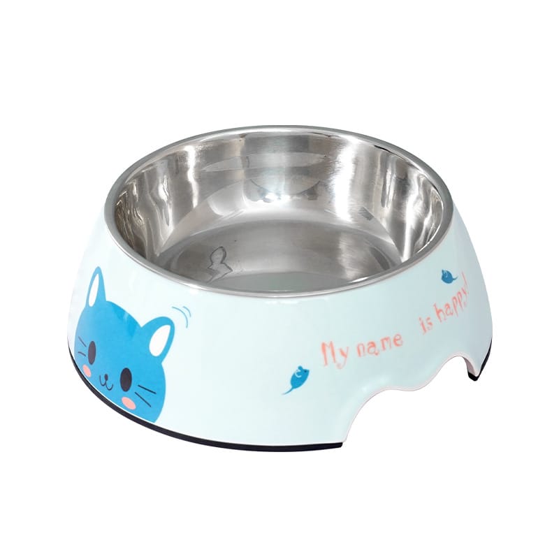 Cozy Paws Single Melamine Bowl -14x17.5x6cm Green Kitty