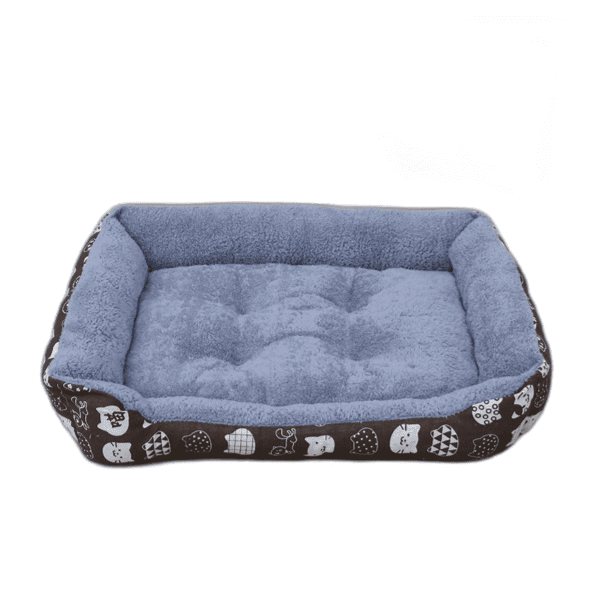 Coco Kindi Soft Rectangle Shaped Fur Bed-Brown