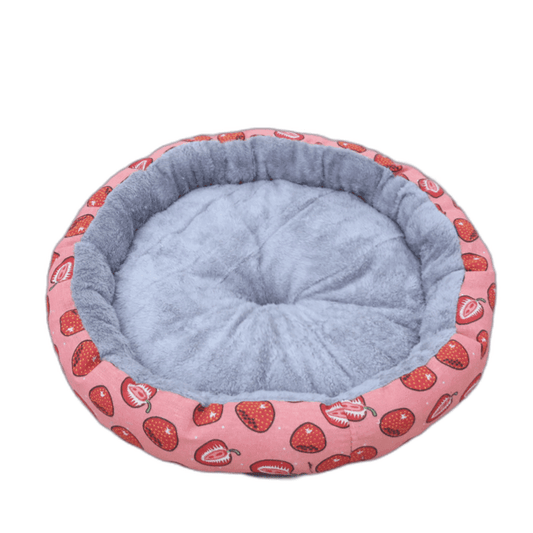 Coco Kindi Soft Round Shaped Fur Bed-Strawberry