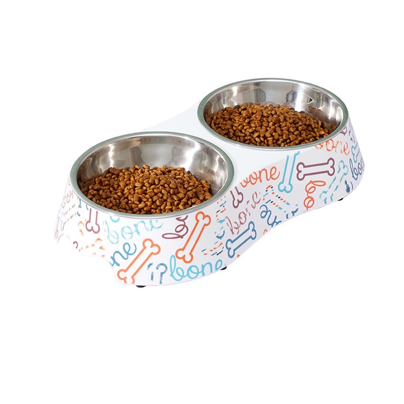 Cozy Paws Double Melamine Bowl- 28.5X13.5X6CM