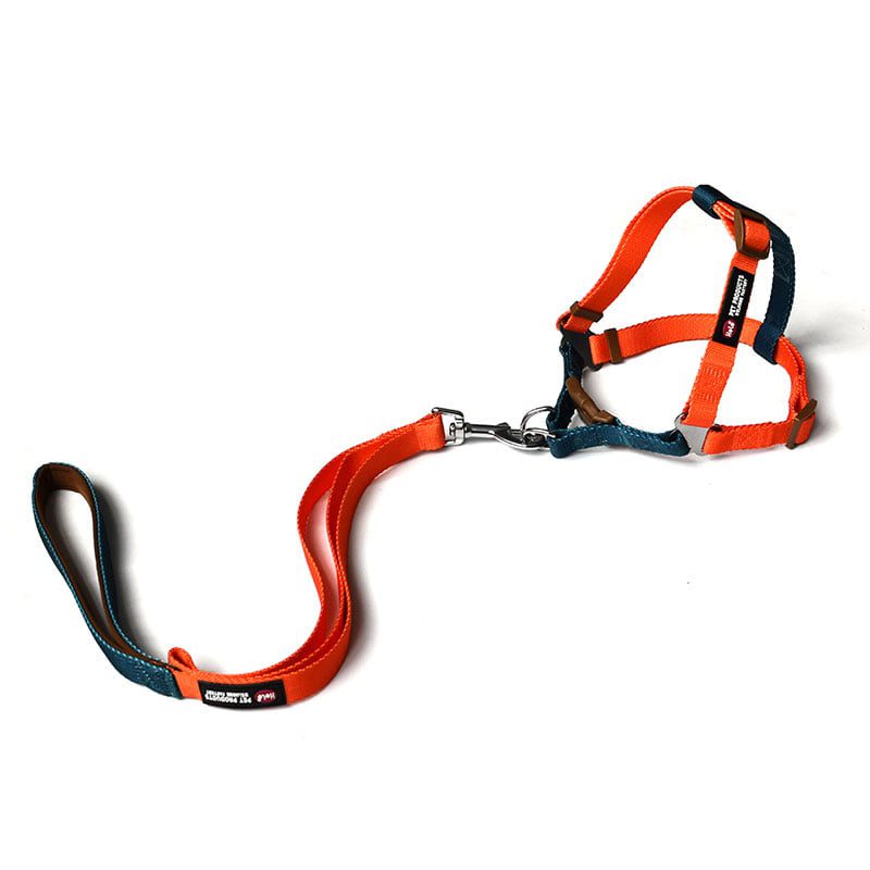 Helepet Flat Pet Leash Harness-Metal Buckle