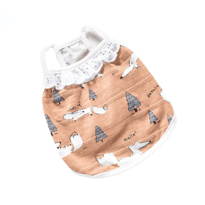 Hong Pet fox Printed Cotton Pet Cloth-Coffee