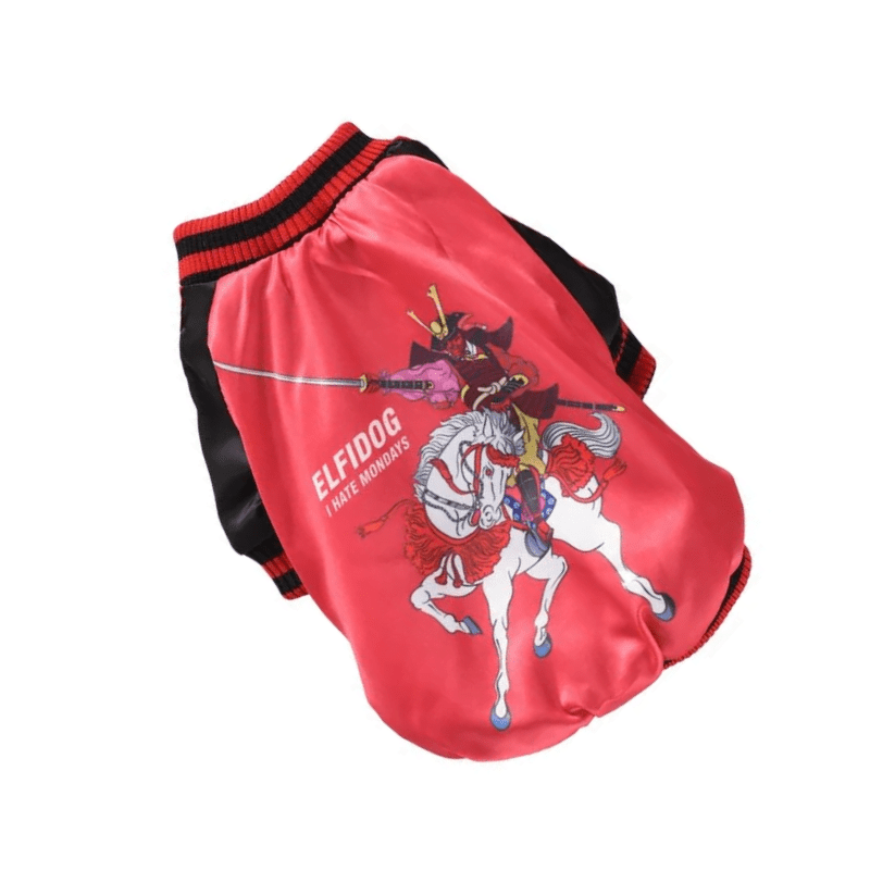 Hong Pet cotton Elfidog print winter Coat-Red-Small