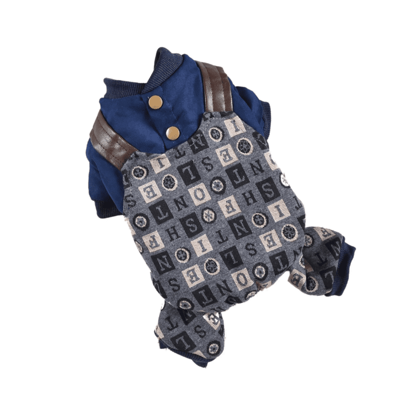 Hong Pet Four-Legged Knit Print Suspenders - Dark Blue