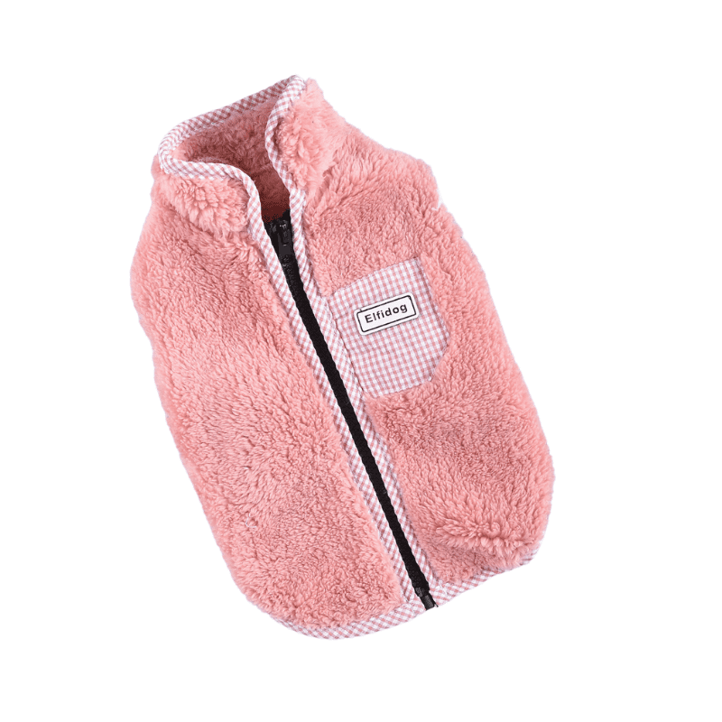 Hong Pet Plaid Plush Vest - Puce Color