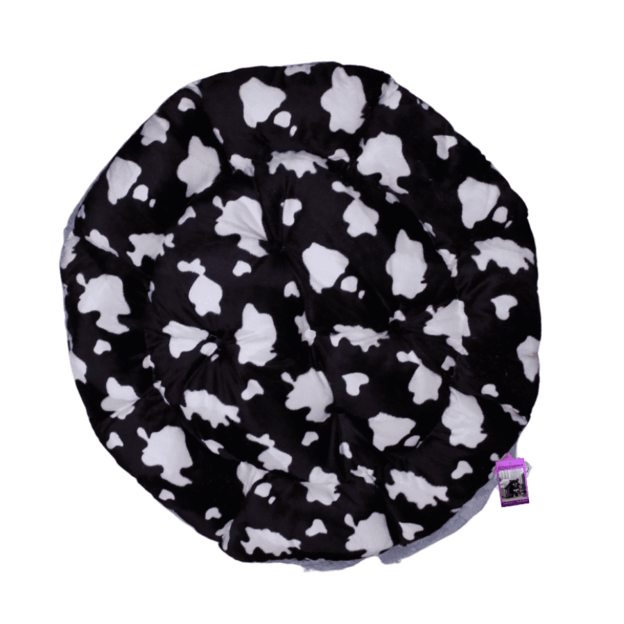 Coco Kindi Cow Pattern Washable Pumpkin Fur Bed With Heart Shape Toy