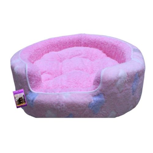 Coco Kindi Pink Color Cloud Pattern Washable Round Fur Bed