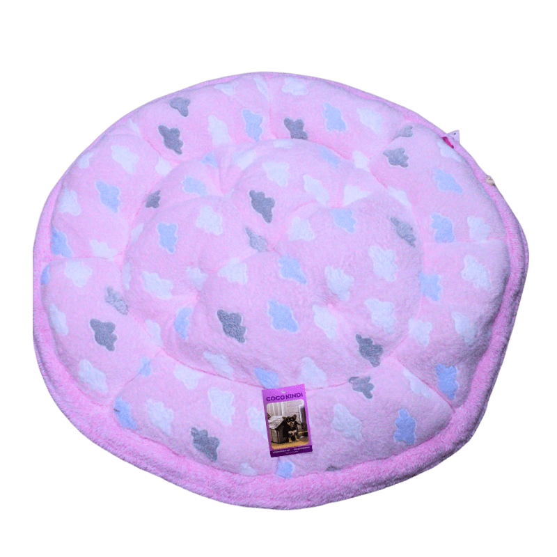 Coco Kindi Cloud Pattern Pink Color Washable Pumpkin Fur Bed With Heart Shape Toy