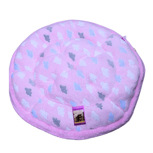Coco Kindi Cloud Pattern Pink Color Washable Pumpkin Fur Bed With Heart Shape Toy