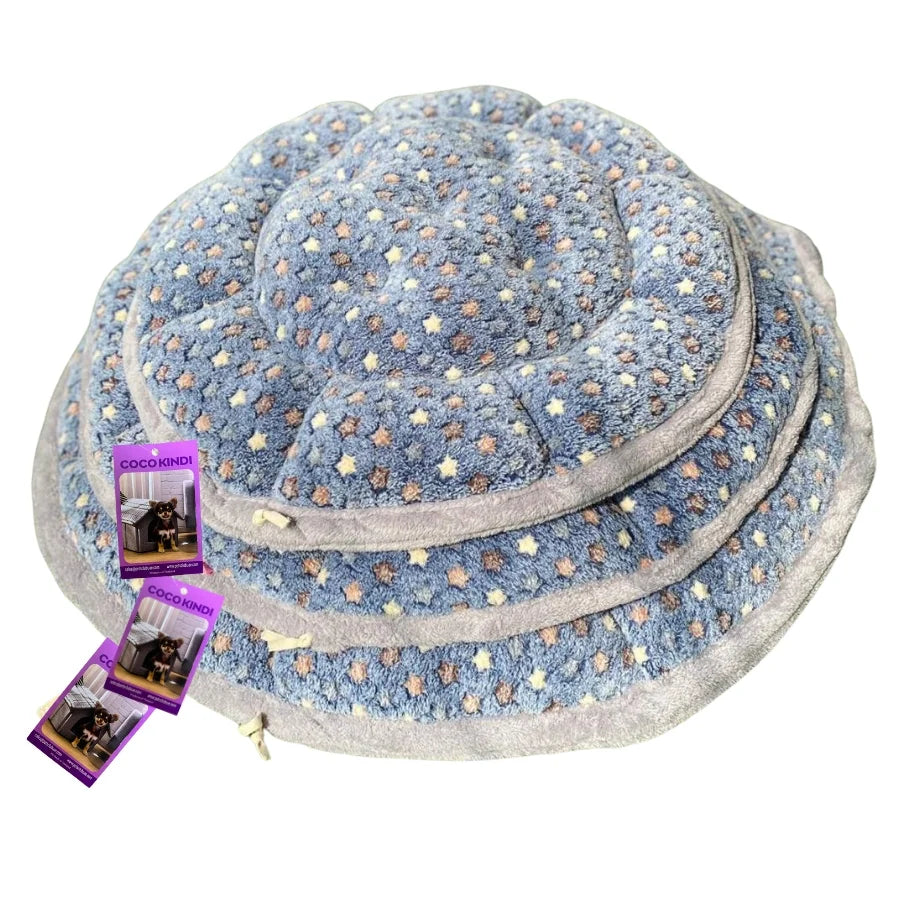 Coco Kind Navy Star Washable Pumpkin Fur Bed With Heart Shape Toy