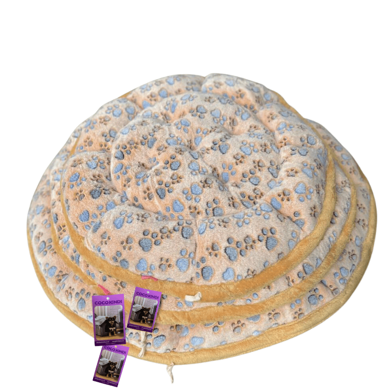 Coco Kindi Paw Printed Peach Color Washable Pumpkin Fur Bed With Heart Shape Toy