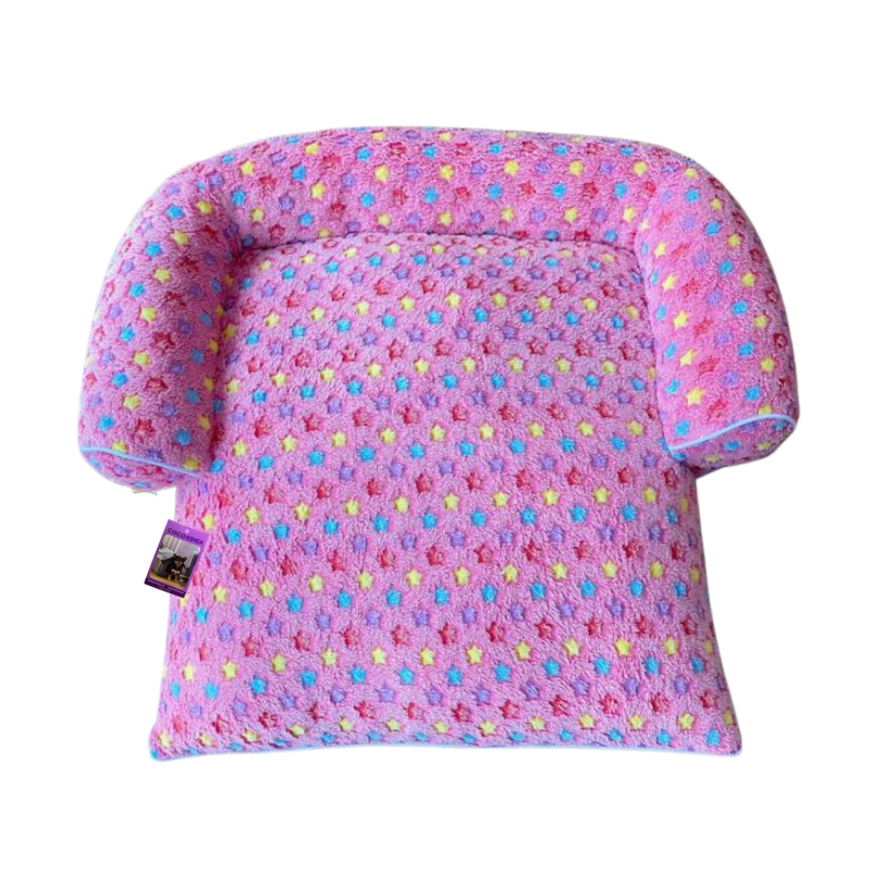Coco Kindi Pink Color Star Pattern Washable Fur Day Bed  - Size : 63 X 55 X 10 Cm