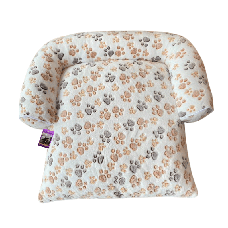 Coco Kindi Cream Color Paw Print Washable Fur Day Bed  - Size : 63 X 55 X 10 Cm