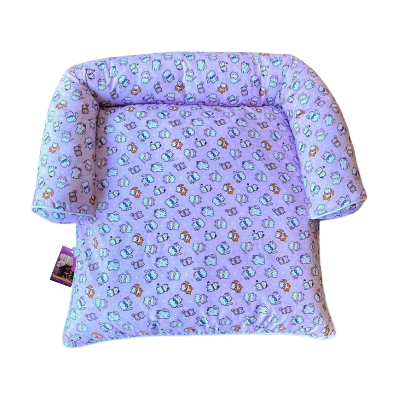 Coco Kindi Pink Color Cat Pattern Washable Cotton Day Bed  - Size : 63X55X10 Cm