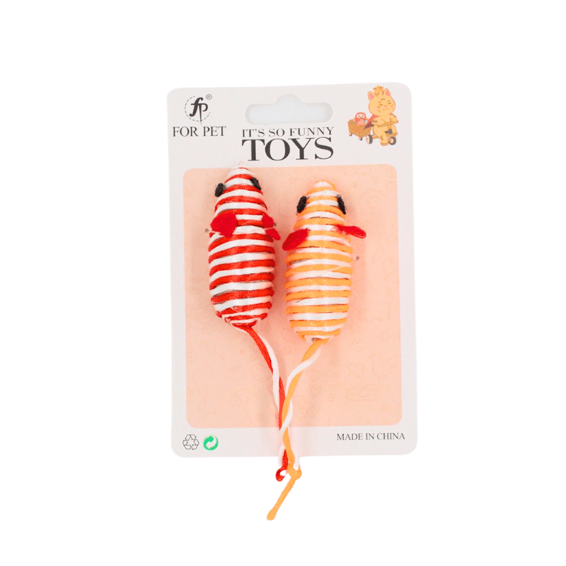 For Pet Stripey Mice Cat Toys Random Colours -10 Cm (Pack Of 2) Mixed Colours