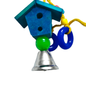 Pets Club Natural Wooden Bird Toy With Bell H-10 Cm, W-5 Cm.