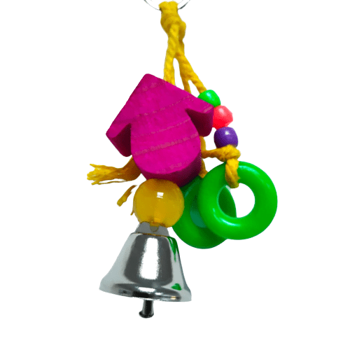 Pets Club Natural Wooden Bird Toy With Bell H-10 Cm, W-5 Cm