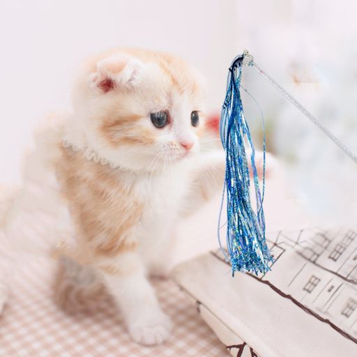 Its Meow Fairy Crystal Tube Shining Sequins With Tessels For Cat,Size: 40Cm