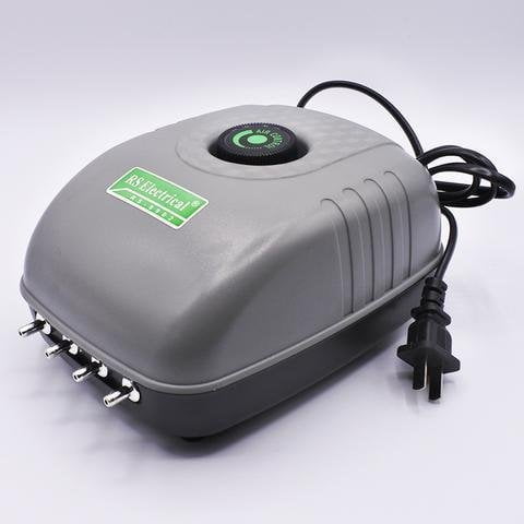 Rs Adjustable Type And Super Noise Less Aquarium Air Pump With 4 Air Out Lets- Power 8 W- Flow 8 L / Min