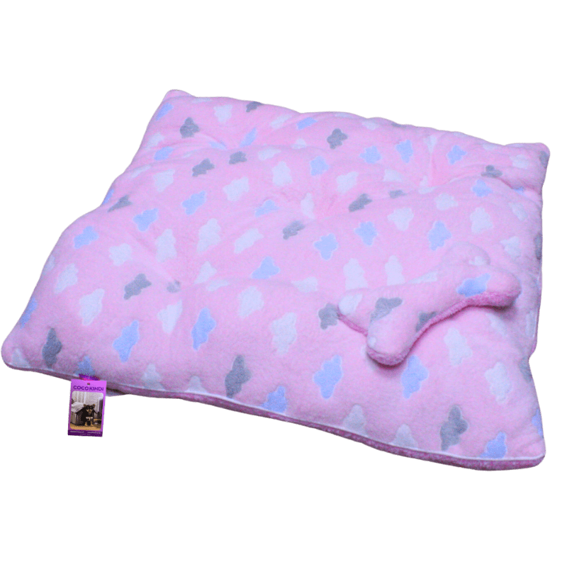 Coco Kindi Cushion With Bone Pink Color Cloud Pattern Washable Fur Bed