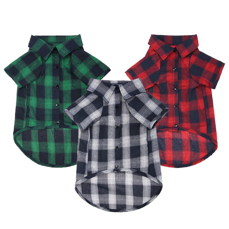 Pets Club  Check Pattern Cotton Cloth For Puppy Dog Summer Shirts