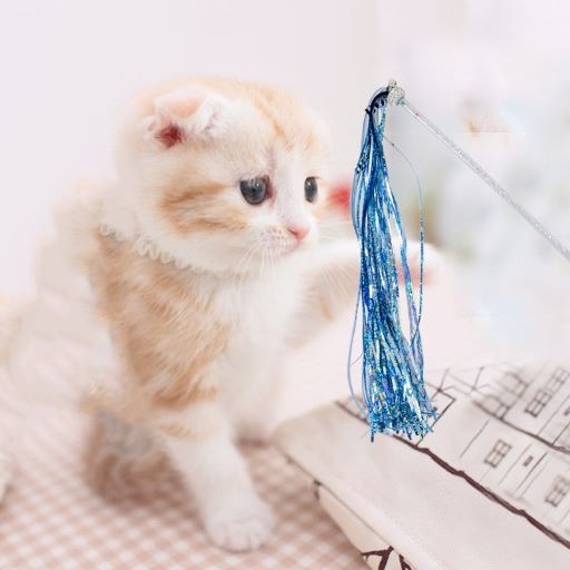 Its Meow Fairy Crystal Tube Shining Sequins With Tessels For Cat,Size: 40Cm