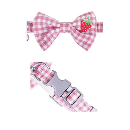 Cozy Paws Adjustable Pet Collar Bow Tie With Bell - Medium (36-40cmx1.5cm)-Pink