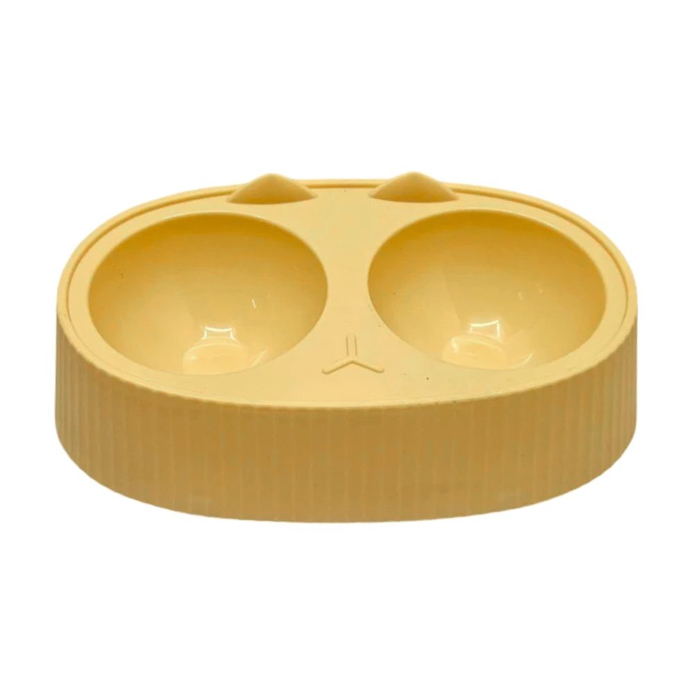 Cozy Paws Dual Feeding Bowl Plastic- 34x20x9cm-Yellow