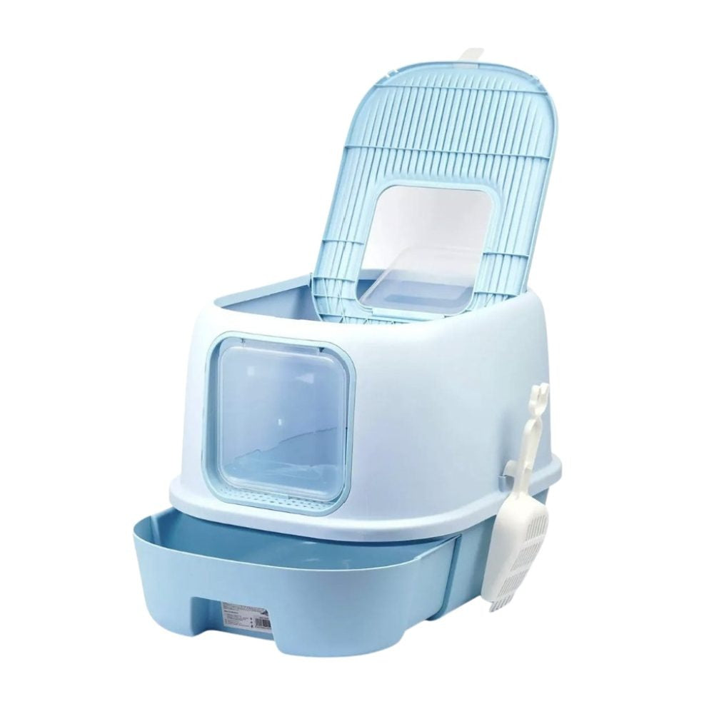 Cozy Paws Flip Top Jumbo Cat Litter Box With Scoop-52*32*40cm-Blue