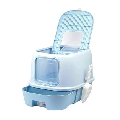 Cozy Paws Flip Top Jumbo Cat Litter Box With Scoop-52*32*40cm-Blue
