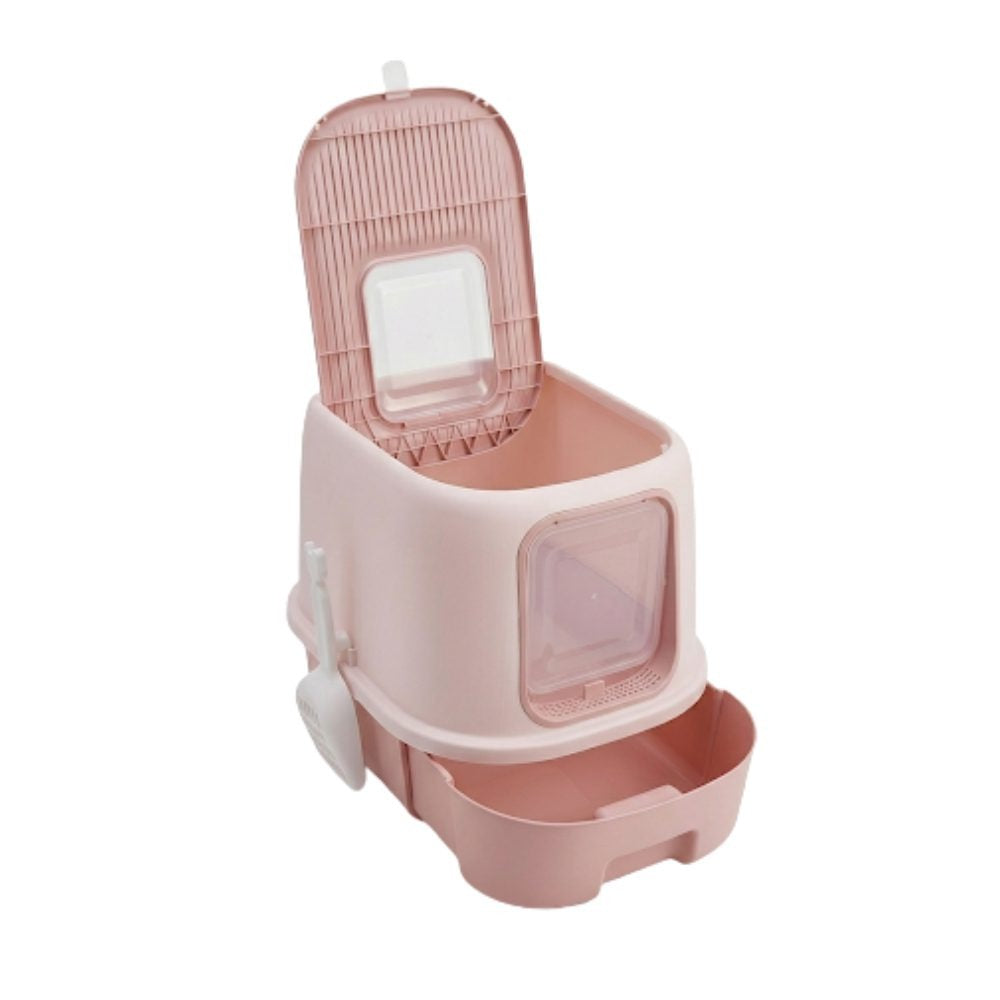 Cozy Paws Flip Top Jumbo Cat Litter Box With Scoop-52*32*40cm-Pink