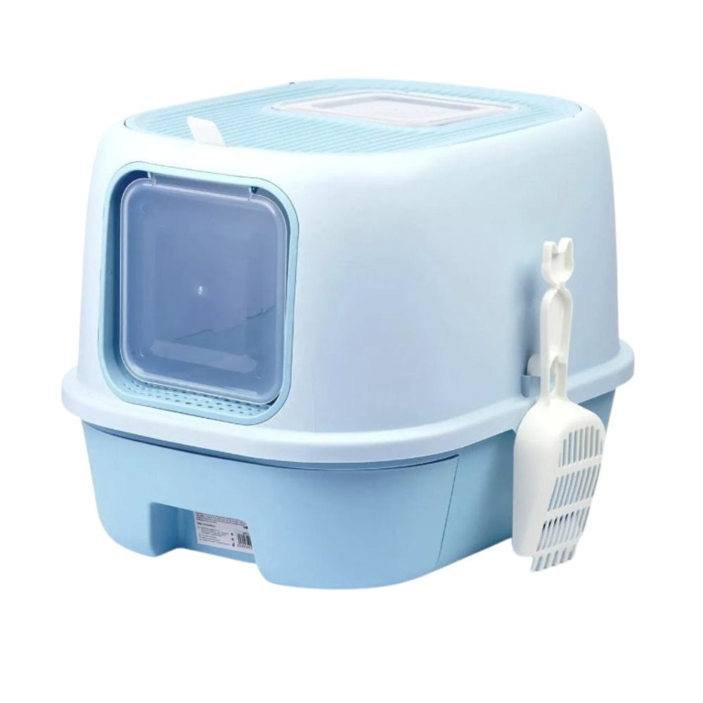 Cozy Paws Flip Top Jumbo Cat Litter Box With Scoop-52*32*40cm-Blue