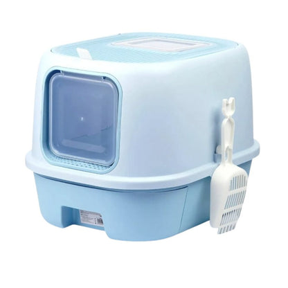 Cozy Paws Flip Top Jumbo Cat Litter Box With Scoop-52*32*40cm-Blue