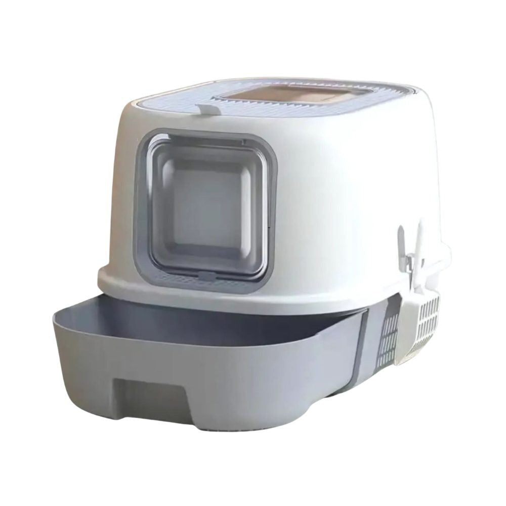 Cozy Paws Flip Top Jumbo Cat Litter Box With Scoop-52*32*40cm-Grey