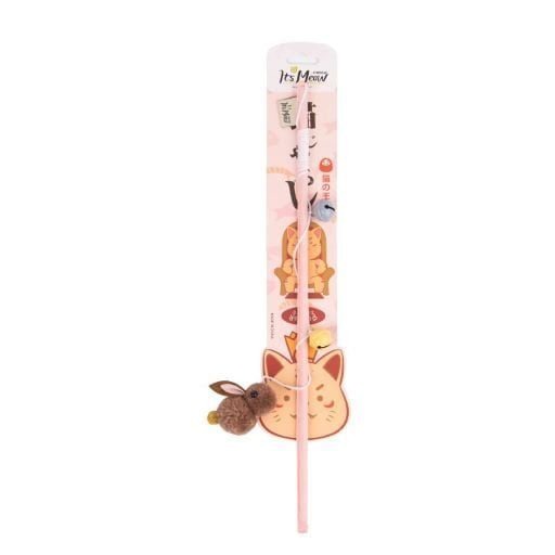 Its Meow Wood Stick With Cute Cotton Toys For Cat,Size: 40Cm