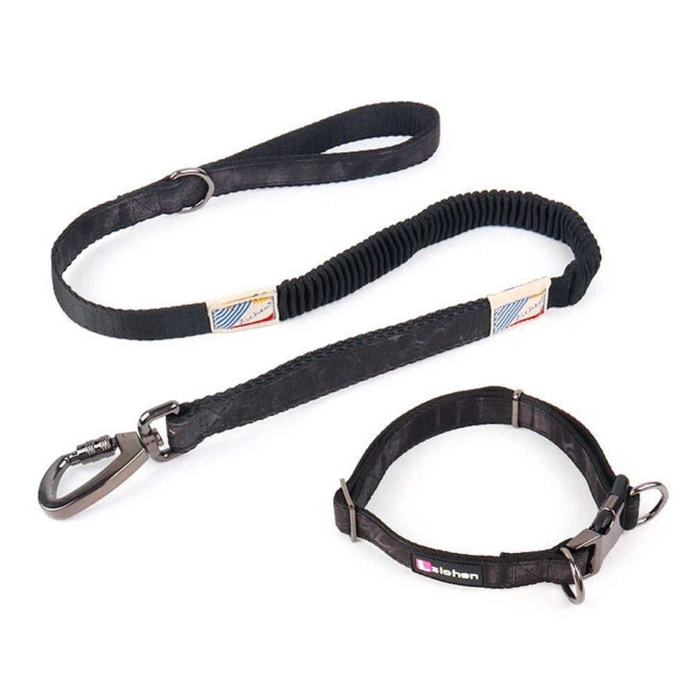 Zichen Tactical Heavy Duty Bungee Dog Leash with Collar – 102–140 × 2 cm –Black