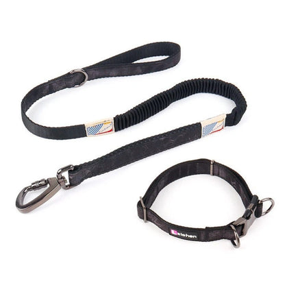 Zichen Tactical Heavy Duty Bungee Dog Leash with Collar – 102–140 × 2 cm –Black