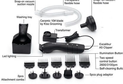 Aeolus Excalibur Professional 2-Speed Pet Grooming Clipper with No. 30 Blade & Attachment Comb