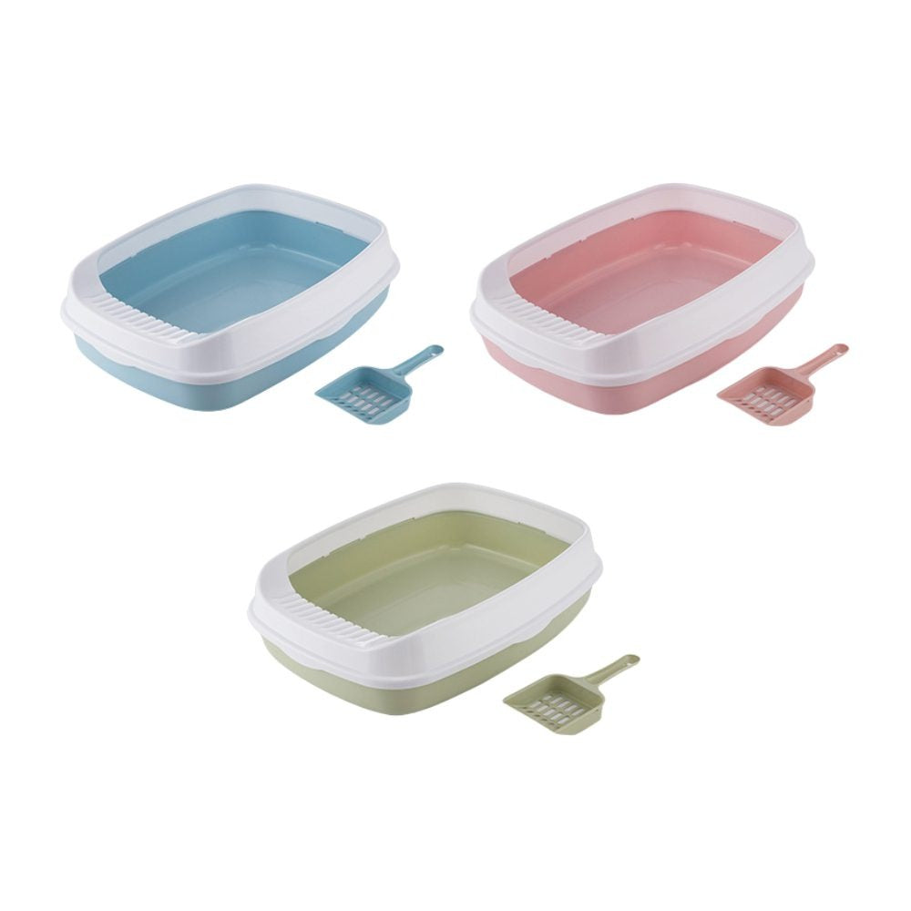 Cozy Paws Open Cat Litter Tray with Litter Shovel Scoop ? 46?34?12cm-Mixed Colour