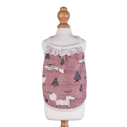 Hong Pet fox Printed Cotton Pet Cloth-Pink