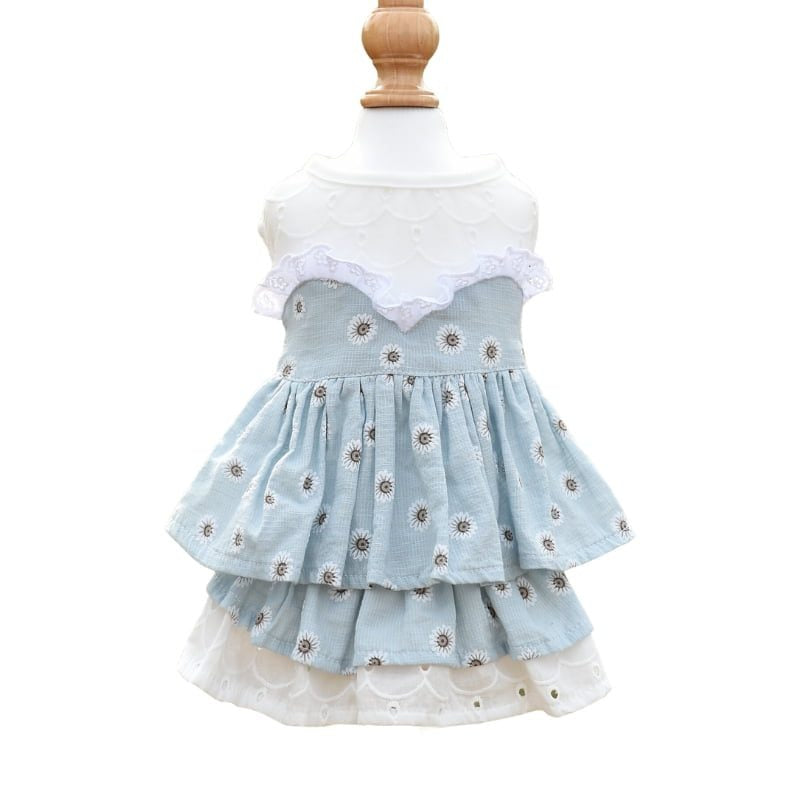 Hong Pet Blue Floral Print Pet Costume