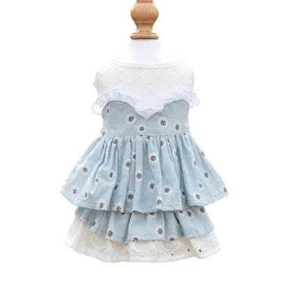 Hong Pet Blue Floral Print Pet Costume
