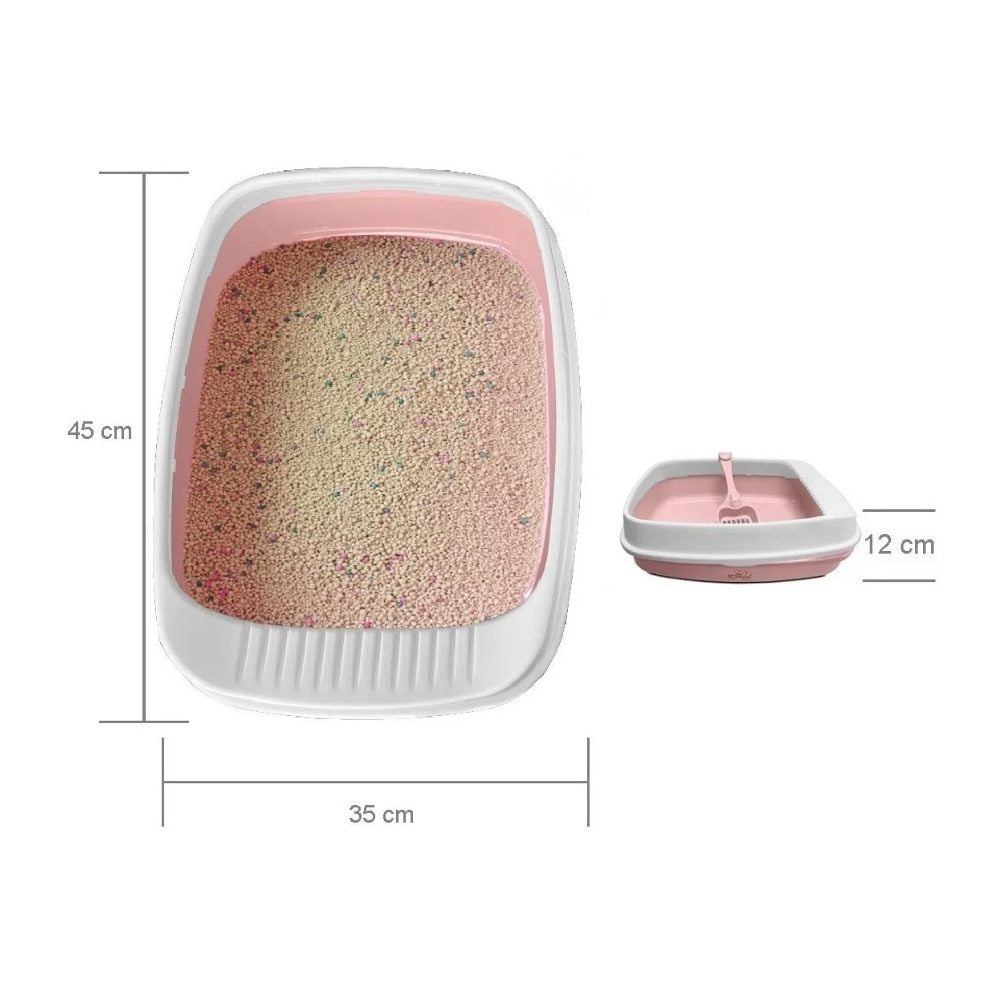 Cozy Paws Open Cat Litter Tray with Litter Shovel Scoop ? 46?34?12cm-Mixed Colour