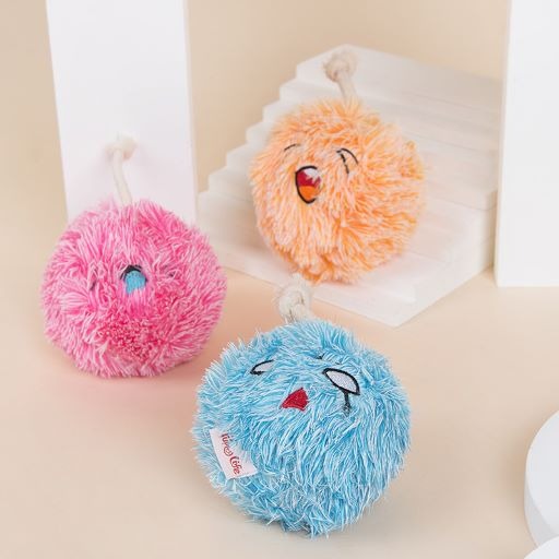 Puppy Life Cute Fluffy Squeaky Ball Shaped Dog Toy,Size: 21*18 Cm