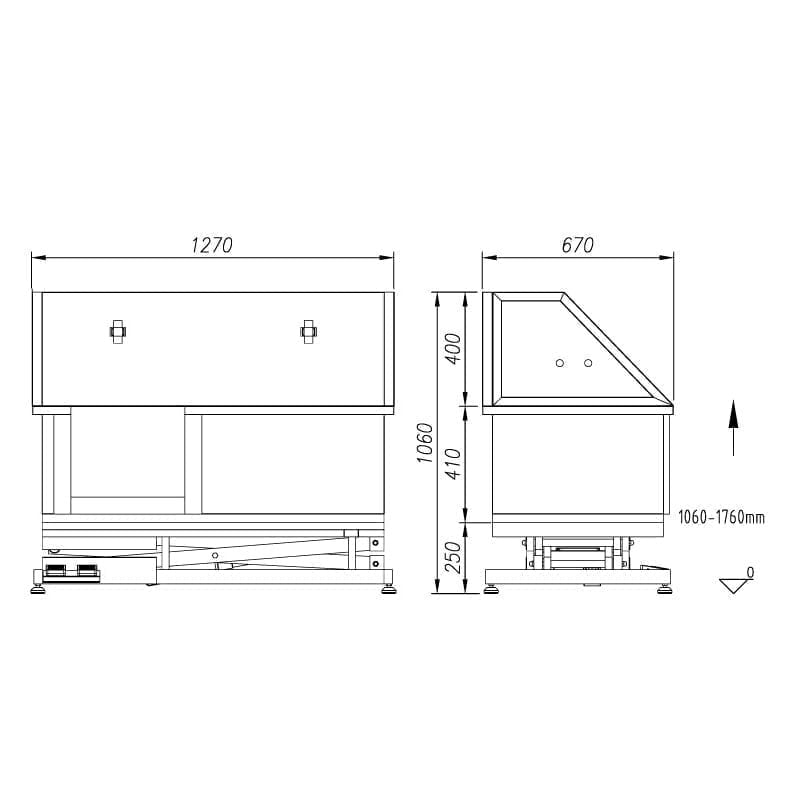 Pets Club Stainless Steel Tub With Electriclifting Base And Sliding Door - 127*67 Cm