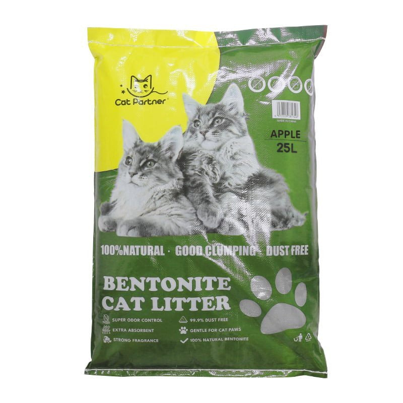 Cat Partner Bentonite Dust Free Clumping Cat Litter - 25 L - Green Apple