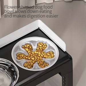 Pakeway Stainless Steel Elevated Double Dog Bowl-42.4*22.8*22 Cm - Grey